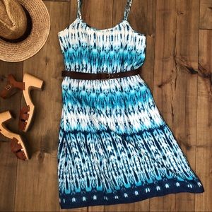 Banana Republic Blue Ikat Silk Dress - size Medium